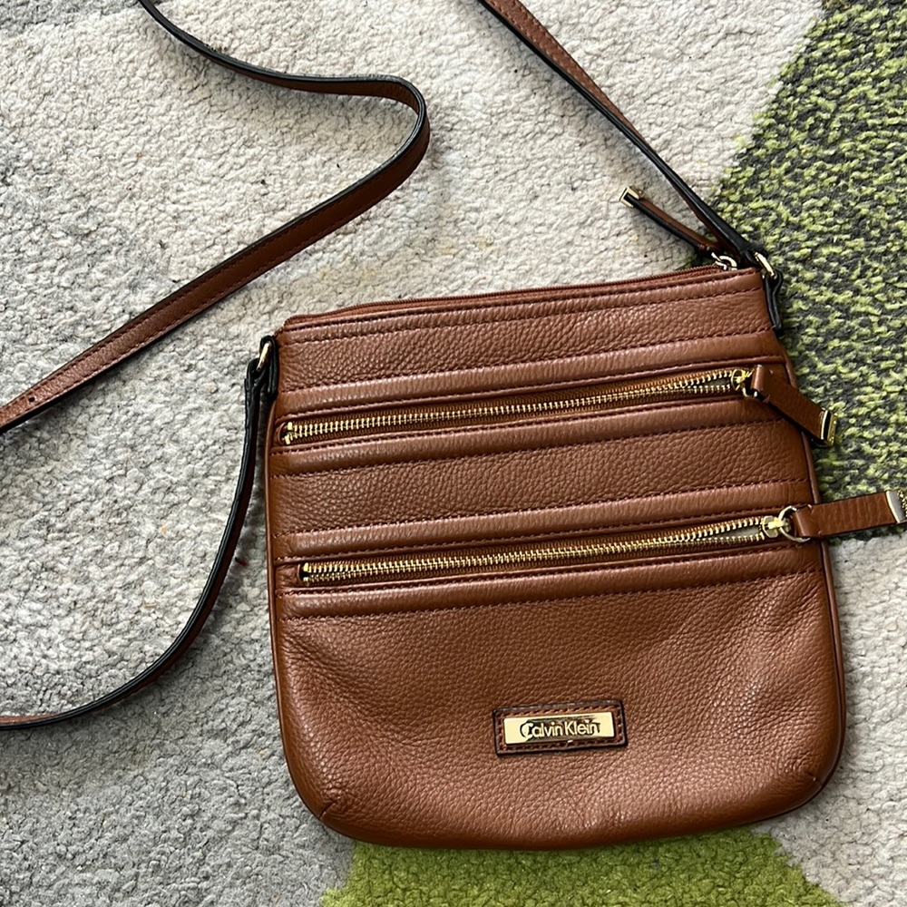 Calvin Klein Brown Leather Crossbody Bag